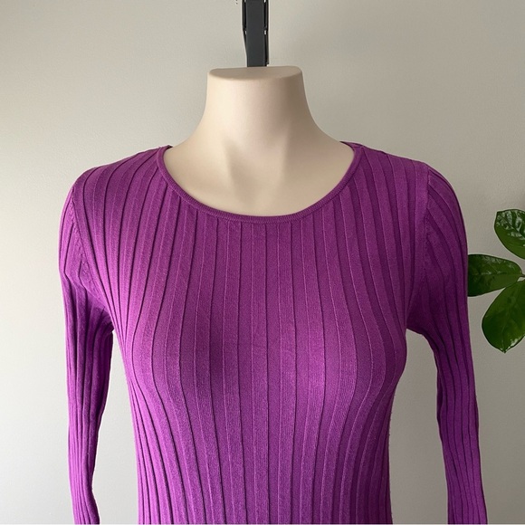 H&M Ribbed Knit Bodycon Long Sleeve Twist Back Long Midi Dress Purple Size Small - Picture 4 of 6